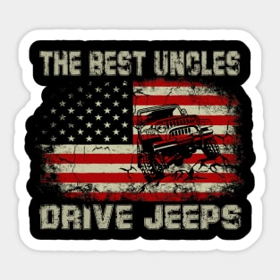 The Best Uncles Drive Jeeps American Flag Jeep Sticker